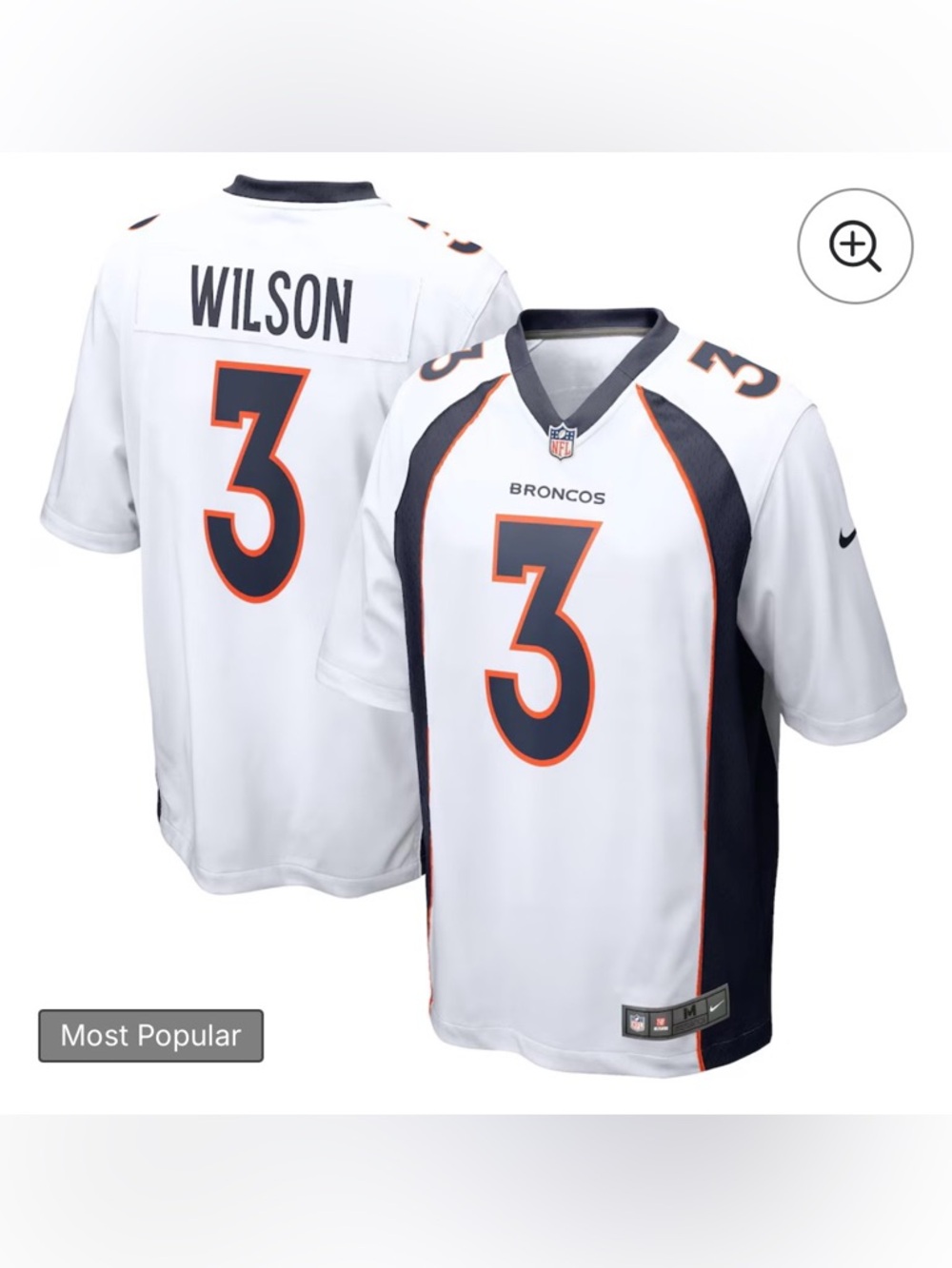 NWT - Russell Wilson Denver Broncos Nike Game Jersey - White